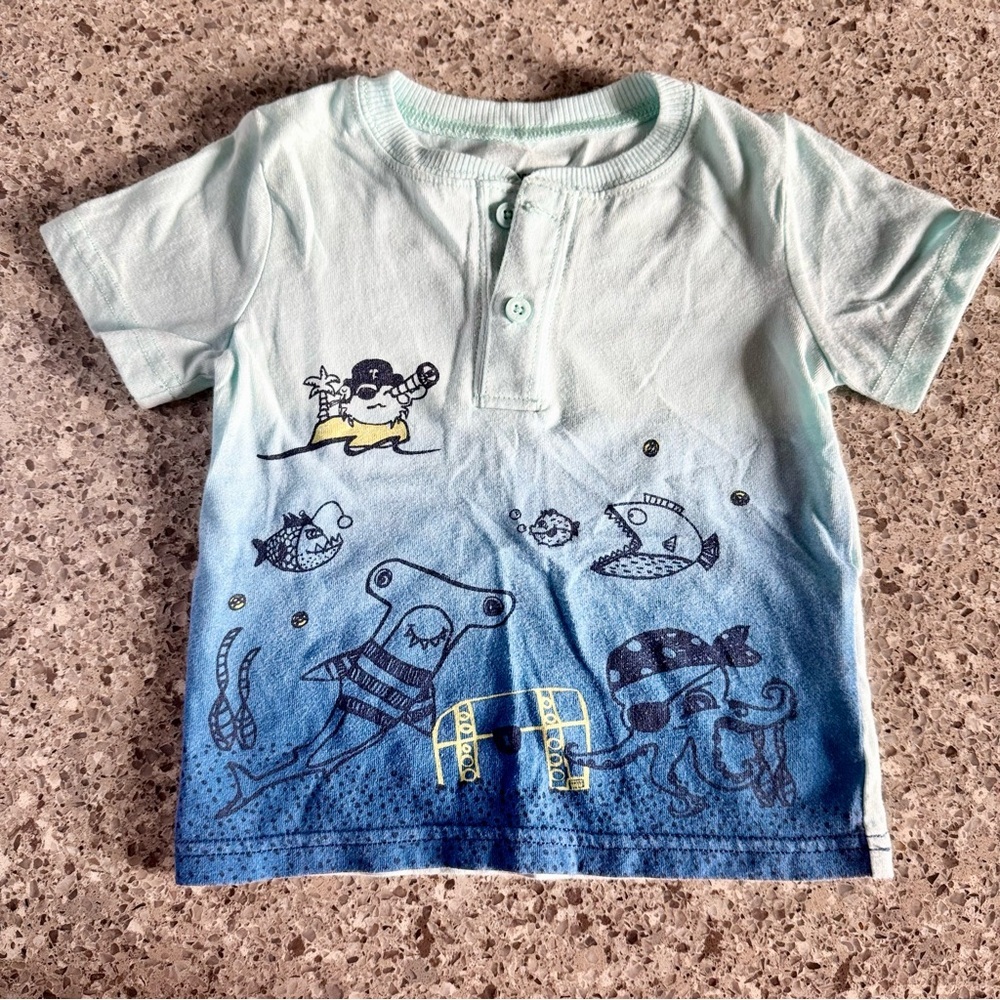 Wonderkids Pirate Sea Adventure Tee - Light Blue and White